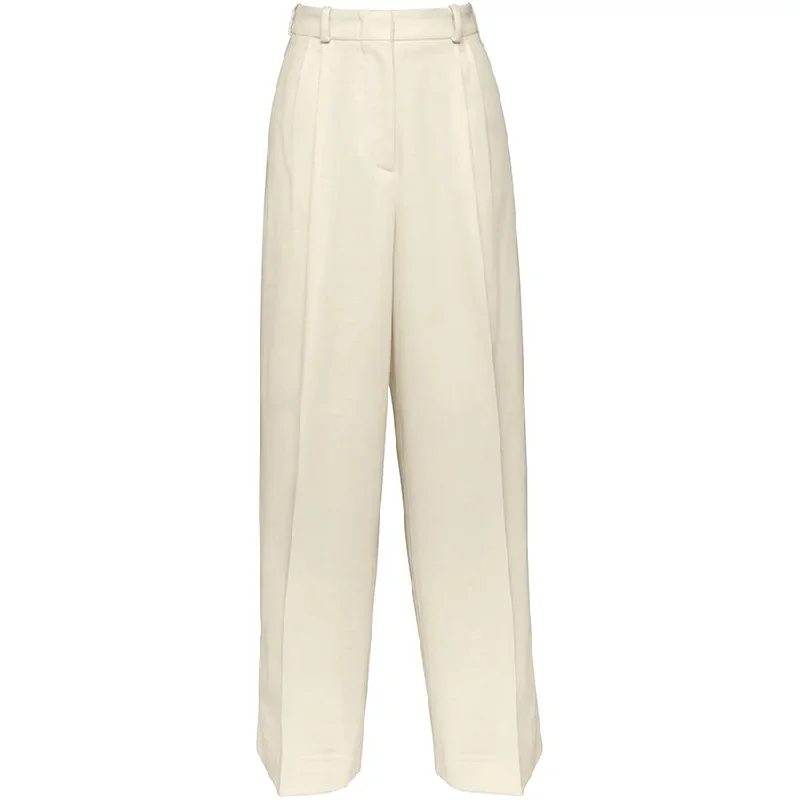 WIDE ORGANIC WOOL TROUSERS IN IVORY 01/2