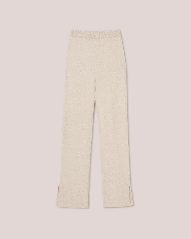 Celia - Sale Knitted Straight Leg Trouser - Creme Melange