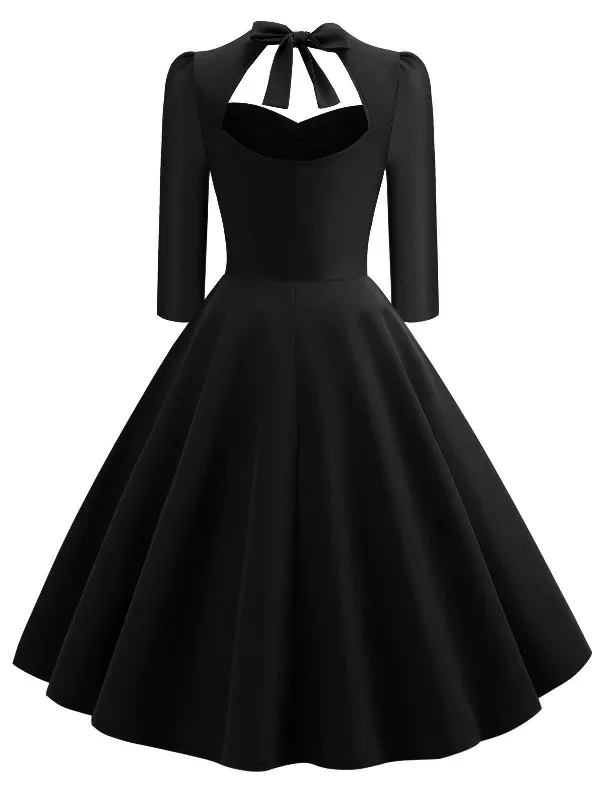 1950s-solid-3-4-sleeve-dress