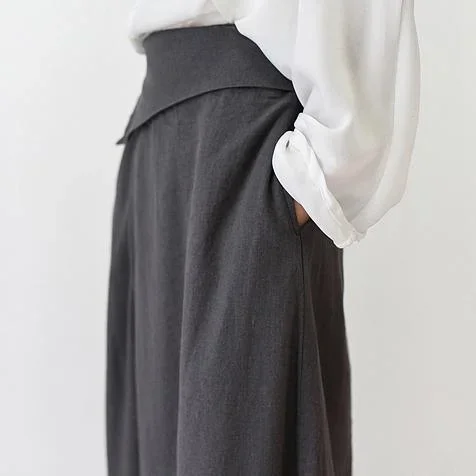 2017-new-fall-gray-stylish-linen-a-line-skirts-loose-cute-maxi-skirts