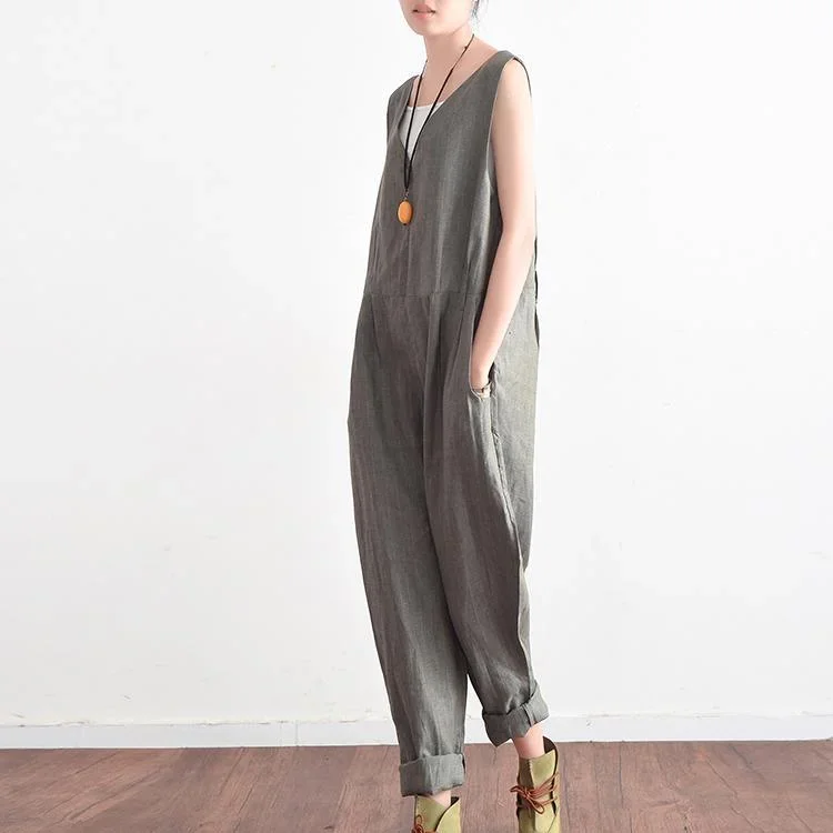 2021-summer-new-gray-linen-jumpsuit-pants-oversize-casual-trousers