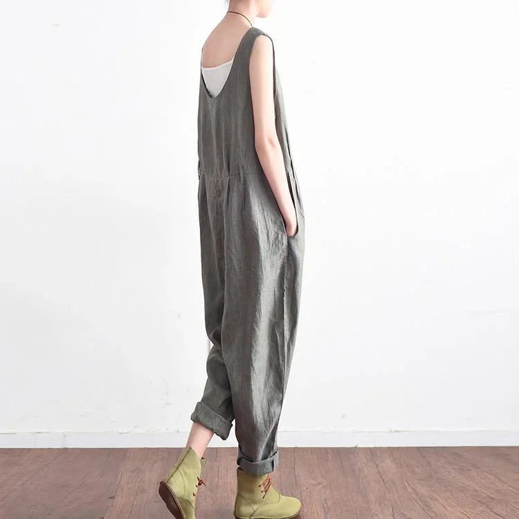 2021-summer-new-gray-linen-jumpsuit-pants-oversize-casual-trousers