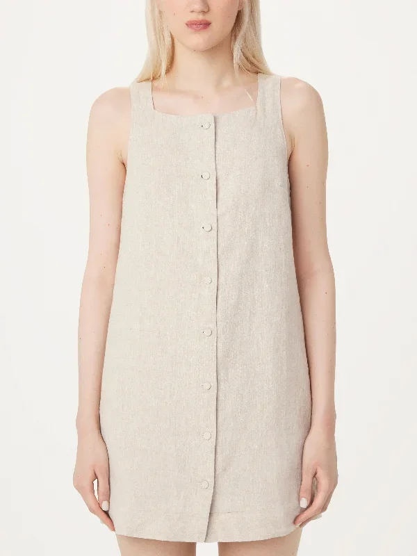 The Pinafore Linen Dress in Light Beige