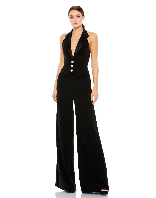 Black Tuxedo Halter Jumpsuit