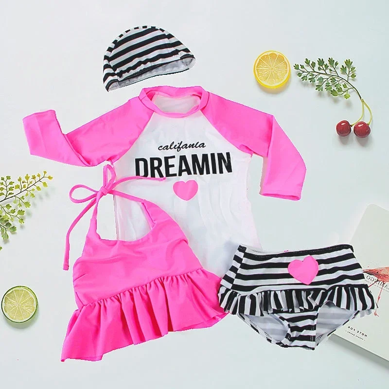 4pcs Bikni baby Swimwear Striped Swimming Suit for Kids Toddler Girl Bathing Suits biquini infantil Clothing Beach Clothes 6M