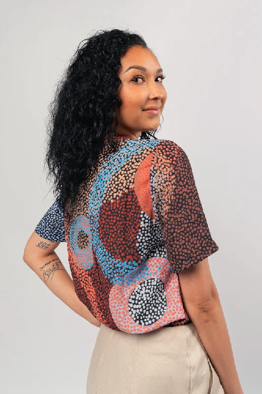 aboriginal-clothes-v-neck-womens-blouses-for-work-ngarlikirlangu