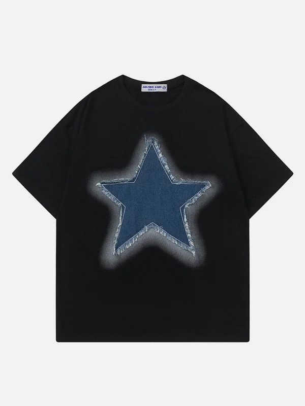 Aelfric Eden Embroidery Denim Star Tee