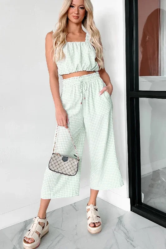 Armondo Gingham Crop Pants (Sage)