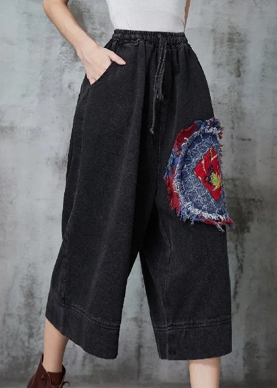 art-black-oversized-patchwork-denim-wide-leg-pants-summer