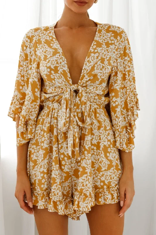 athira-tied-bust-flared-sleeve-floral-stencil-print-romper-yellow