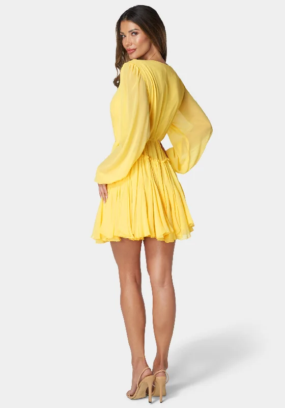 balloon-sleeve-godet-dress-yellow