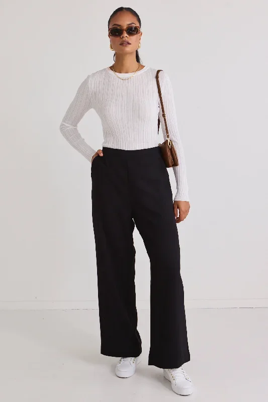 Best Life Black Soft Crepe Wide Leg Pant