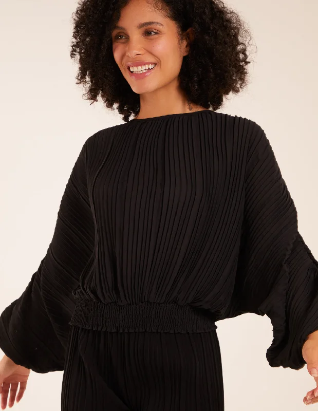 Long Sleeve Pleated Top