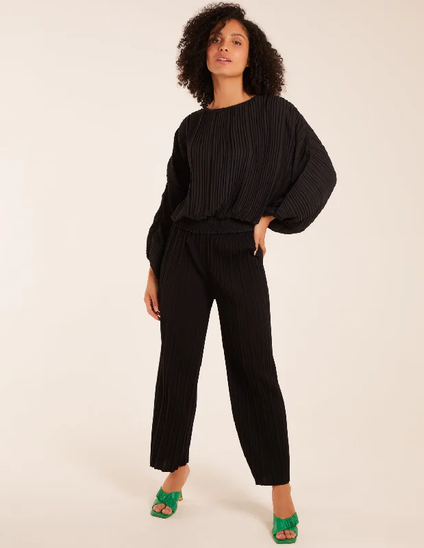 black-long-sleeve-pleated-top-1