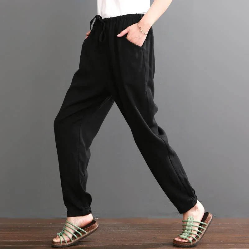 Black slik crop pants black summer pants