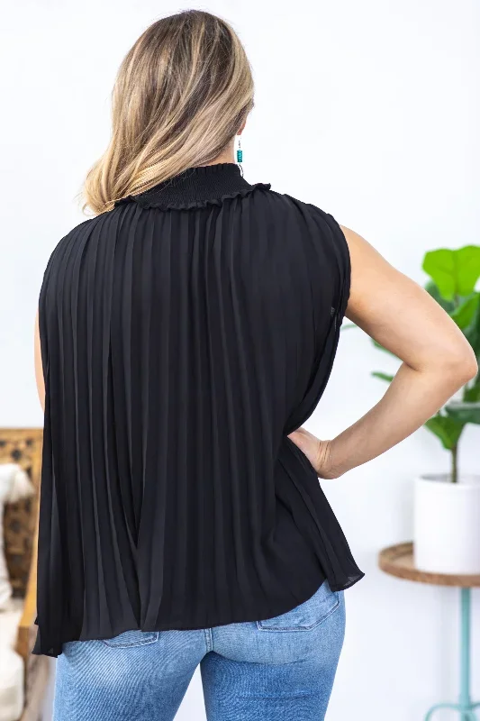 black-smocked-neck-accordion-pleat-top