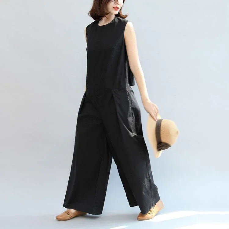 black-stylish-linen-pants-casual-slim-sleeveless-tops-and-loose-jumpsuit-pants