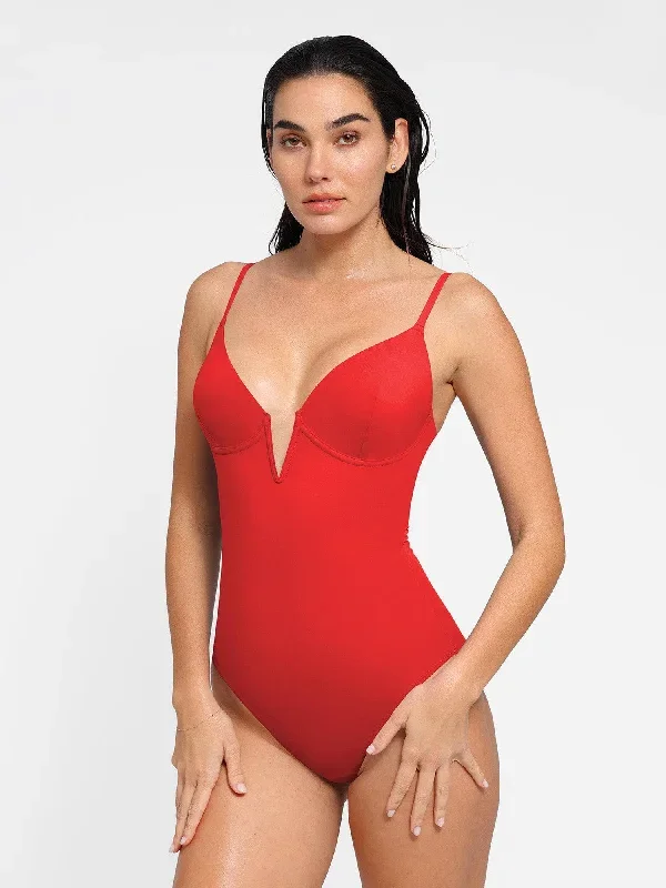 The Shapewear Swimsuit Deep V-Neck One-Piece Low-Back