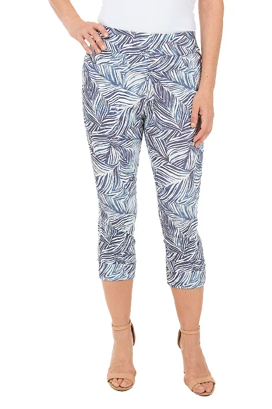 Zebra Leaf Cuffed Hem Crop Pant