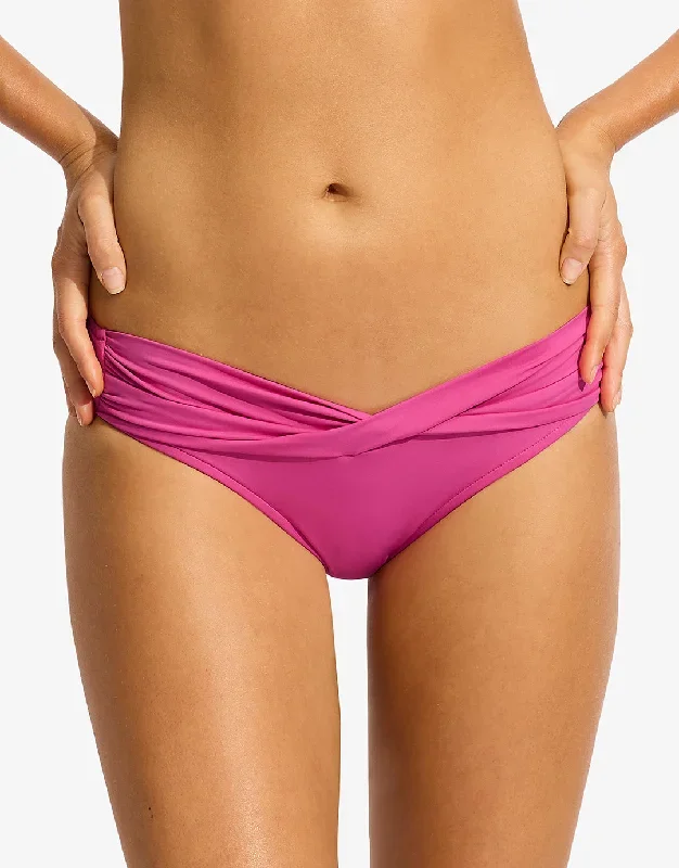 Collective Twist Band Hipster Bikini Pant - Hot Pink