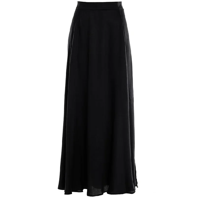 SILK MIXED MAXI SKIRT "ANASTASIA" IN BLACK