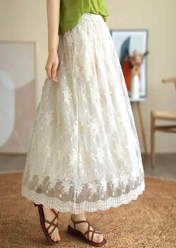 cute-white-embroidered-floral-lace-patchwork-tulle-pleated-skirt-summer