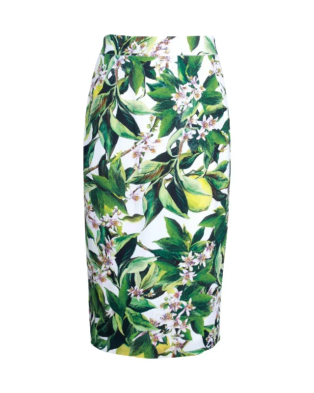 Dolce & Gabbana Floral Midi Skirt in White Viscose