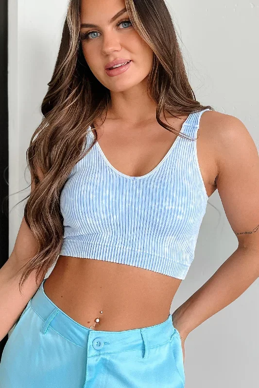 Donna Washed Ribbed Brami Crop Top (Spring Blue)