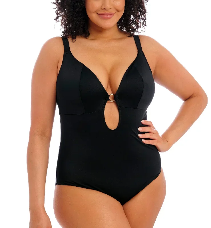 Elomi Plain Sailing Super Plunge Non Wire One Piece Swimsuit (ES7280)- Black