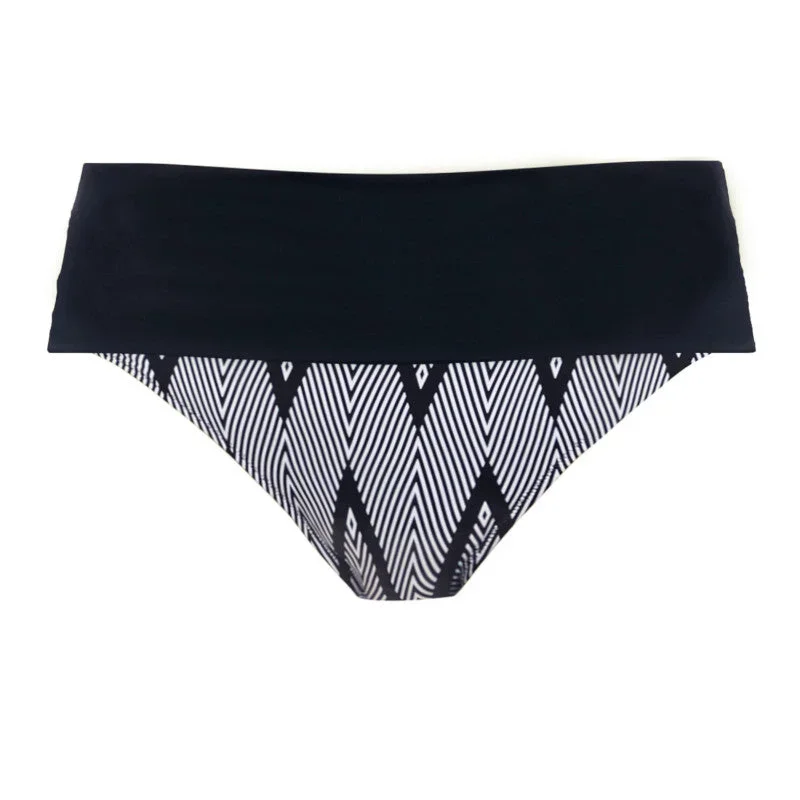 Geneva Black White Fold Bikini Brief - Fantasie Swim