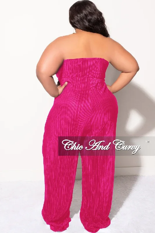 final-sale-plus-size-strapless-pleated-jumpsuit-fuchsia