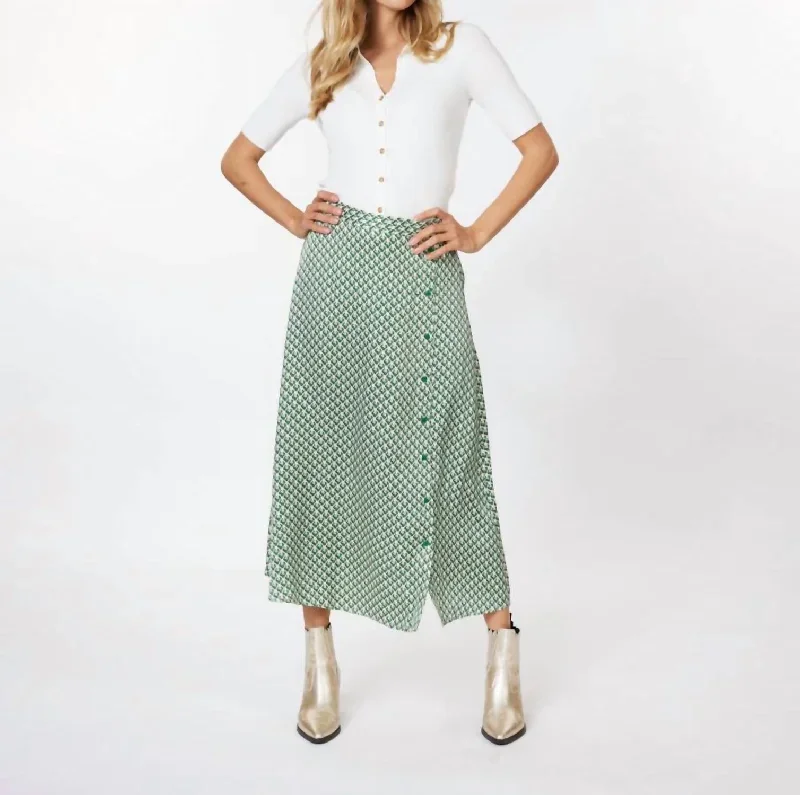 Geo Printed Skirt In Sage