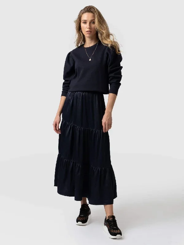 Greenwich Skirt - Navy Viscose