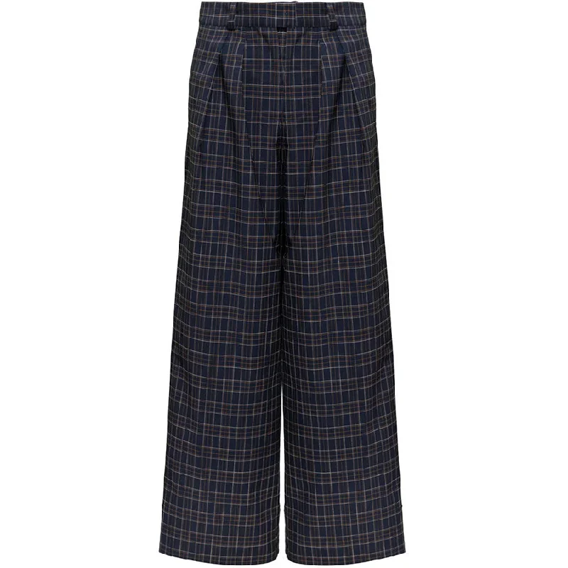 WIDE FIT PANTS ""HEIKE"" IN CHECKED BLUE