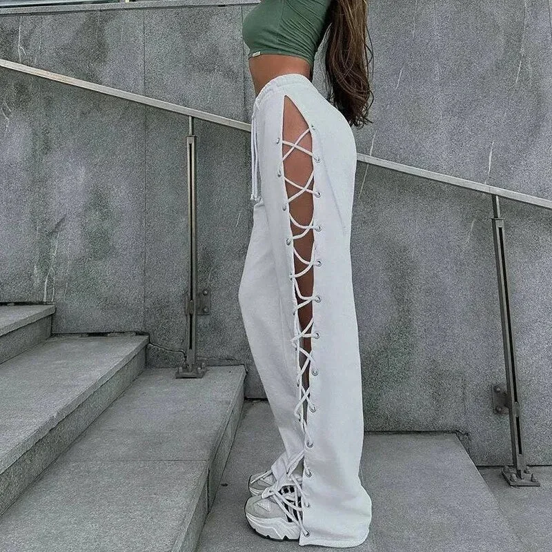 Sexy Knitted Hollow Wide Leg Trousers