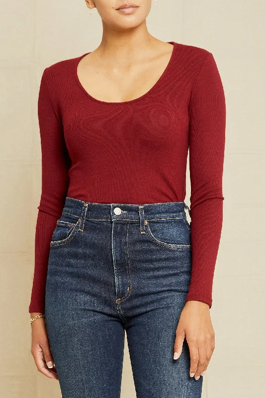 Itana Long Sleeve Dream Rib Tee - Mulberry