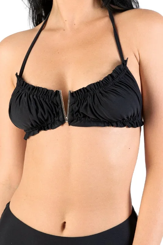 Jet Black Halter Bikini Top