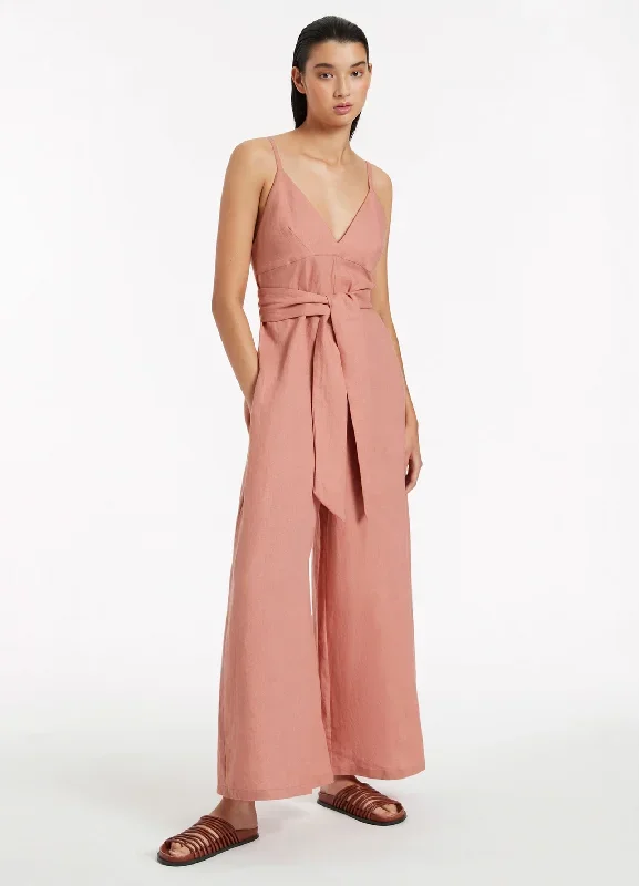 Jetset V-Neckline Jumpsuit - Musk