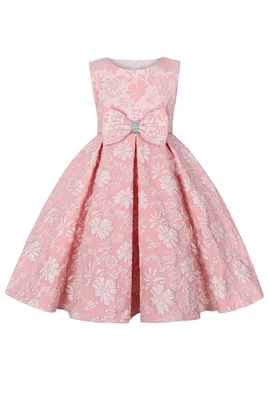 Jobiau mignon col rose Jacquard robe fille