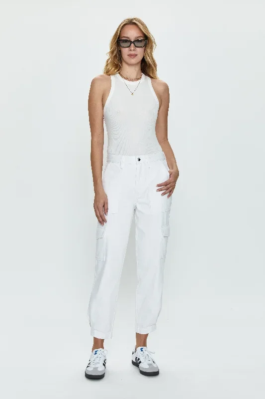 Josephine High Rise Tapered Cargo - White