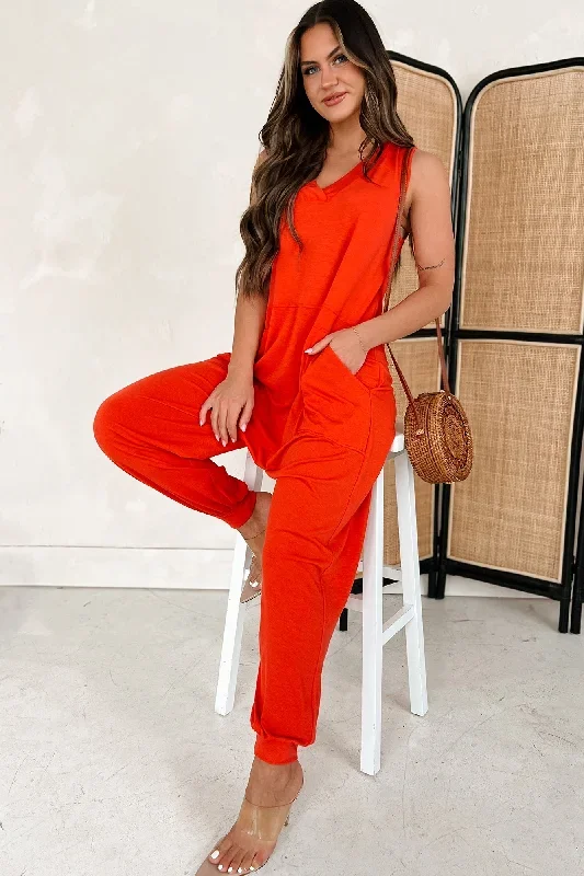 Key West Casual Slouchy Sleeveless Jumpsuit (Red)