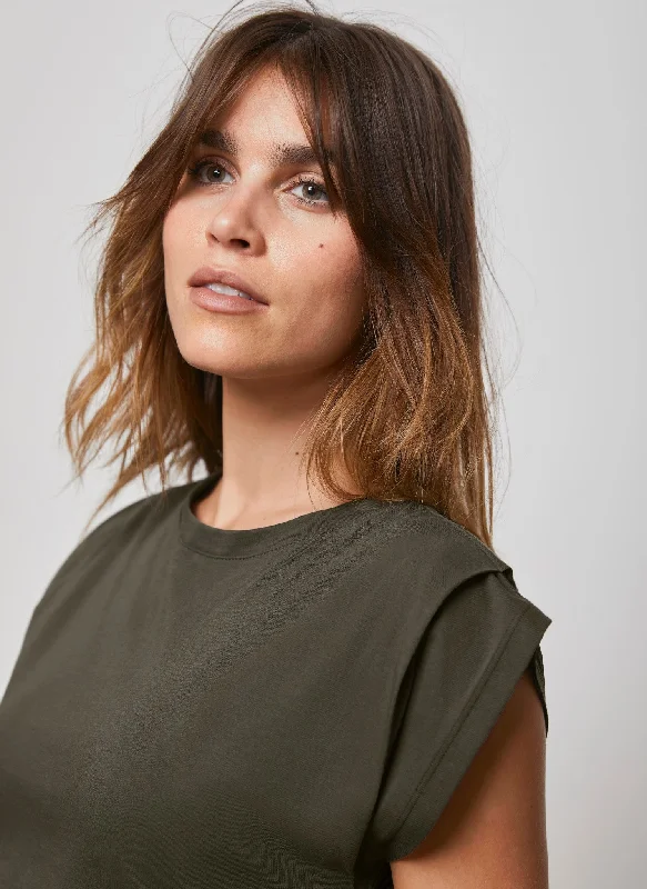 khaki-cotton-extended-shoulder-t-shirt