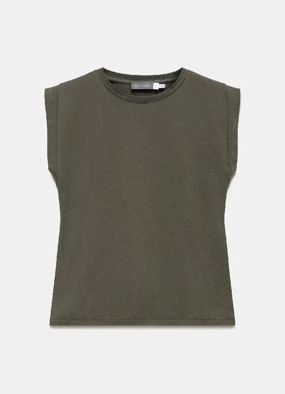 khaki-cotton-extended-shoulder-t-shirt