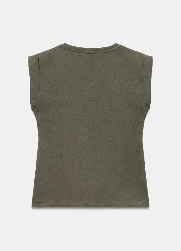 khaki-cotton-extended-shoulder-t-shirt