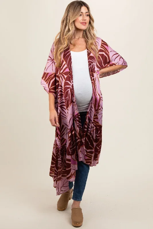 lavender-tropical-print-long-maternity-cover-up