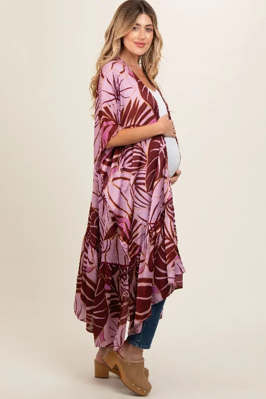 lavender-tropical-print-long-maternity-cover-up