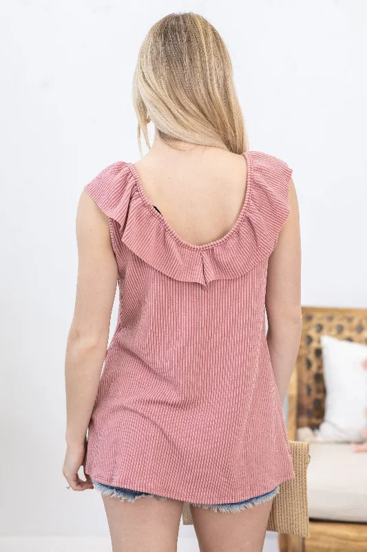 mauve-ruffled-v-neck-ribbed-knit-tank