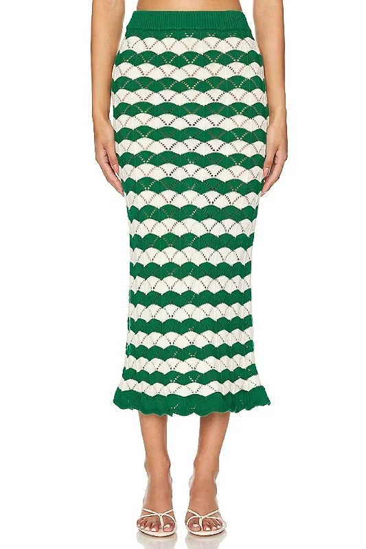 Melina Crochet Midi Skirt In Emerald Green