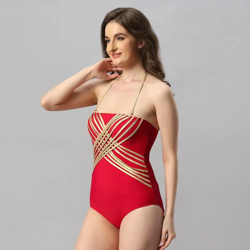 metallic-halter-neck-backless-monokini-swimsuit-aqs-14-red-gold