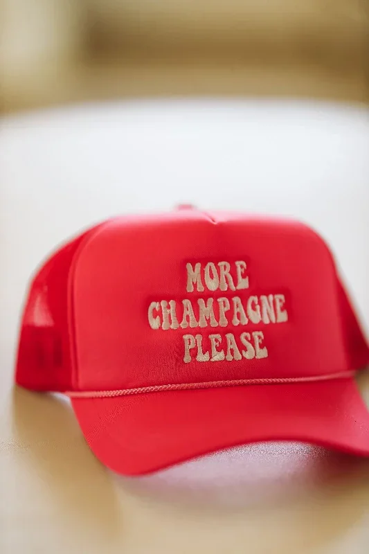 More Champagne Please Embroidered Trucker Hat - Pink